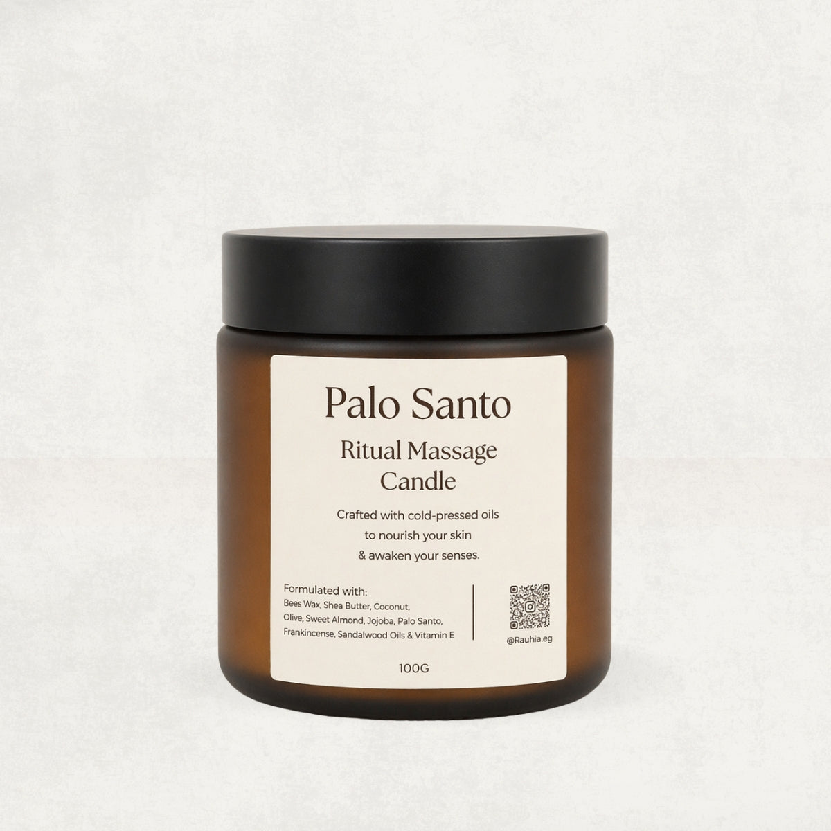 Rauhia Palo Santo massage candle with sandalwood