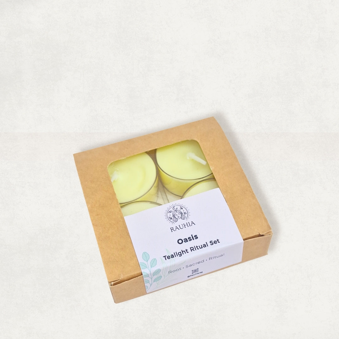 Rauhia Oasis scented tealights with eucalyptus citronella and basil