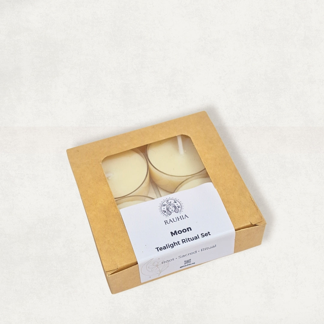 Rauhia Moon scented tealights with white oud and jasmine