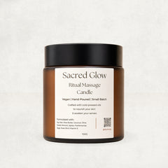 Rauhia Sacred Glow massage candle with rose and frankincense
