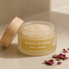 Rauhia Sugar Lip Scrub open jar showing fine sugar texture